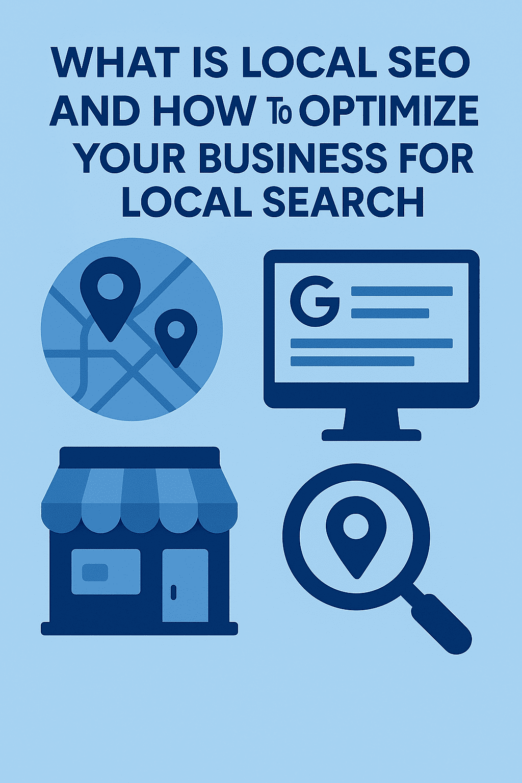 What Is Local SEO and How to Optimize Your Business for Local Search 30 Flat design infographic explaining What Is Local SEO and how to optimize a business for local search.